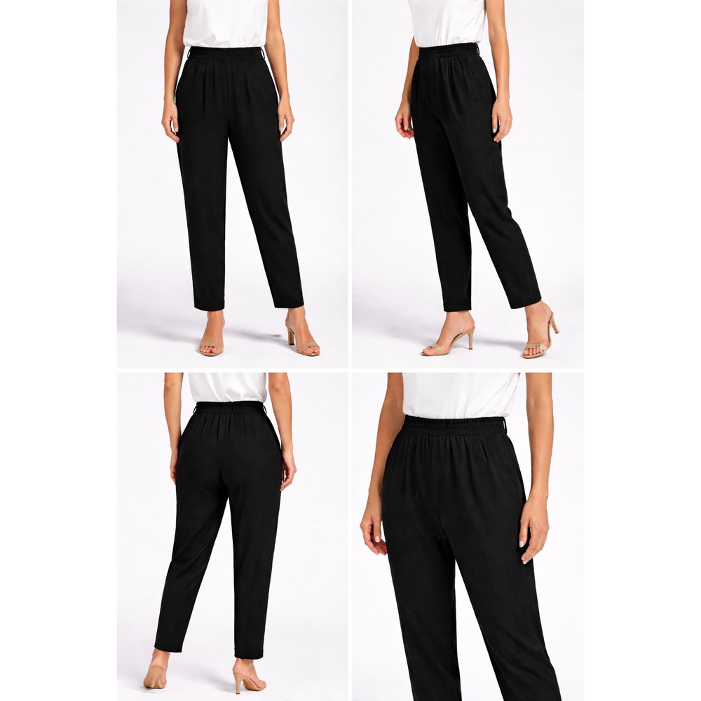 Eileen Fisher Wide Luxe Trouser Black 100% Wool Pants 1X F2KW-P0143X New